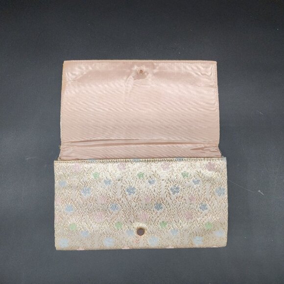 Vintage 1960s Brocade Floral Clutch Purse With Gold Trim 9.5x5.5" by Majestic - Picture 4 of 11